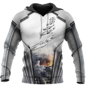 Sudadera con Capucha de Manga Larga Unisex, con Estampado de Camuflaje Sublimado en 3D, 100% Algodón, Forro Polar, Resistente al Viento, Transpirable, con Diseño Divertido de Avión de Combate - Product Image 3