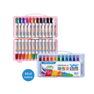 Marqueurs de couleur magiques SIMBALION, 22+2 couleurs, marqueurs d'art effaçables à base d'eau, ensemble en étui en plastique, MGM-212 - Product Image 1