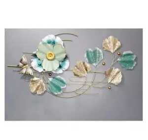 Handmade Metal <b>Flower</b> And Butterfly <b>Wall</b> Art Elegant Teal Green Ginkgo Leaf Sculpture Creative Floral Iron Hanging <b>Panel</b> - Product Image 5