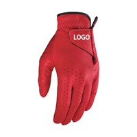 Gants de golf en cuir véritable avec logo personnalisé, poignées antidérapantes, doigts entièrement couverts, respirants, unisexes, fermeture à boucle, sport