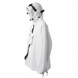 Sweat-shirt tendance pour homme, blanc, style techwear, urbain, tactique, cyberpunk, multi-poches, avec sangles, hip hop, surdimensionné, streetwear ninja - Product Image 2