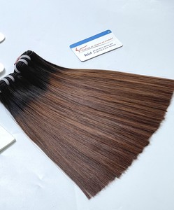 Shinny Weft Ombre Color Bone Straight Hair Bundles Doble dibujado Virgen Raw Cabello humano Cutícula alineada Suave sedoso con encaje HD - Product Image 2