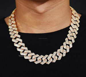 Luxe 18.5MM Baguette Coupe Moissanite Chaîne Collier 55 60 Carat Glacé Hip Hop Streetwear Mode 55 60 Carat Glacé Hip Hop - Product Image 4