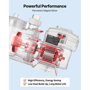 Pompa per Piscina a Velocità Variabile da 1.5 HP, AC 220-240V, 115 GPM, Potente Autoadescante per Filtri a Cesto per Piscine Interrate/Sopra Terra - Product Image 6