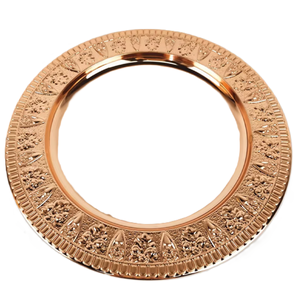 Rustic round copper charger <b>plate</b> with a dark gold wash and subtle hand-forged effect. Available at wholesale price serially. - Product Image 5