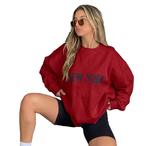 Sweat-shirt oversize brodé pour femme, col montant, automne/hiver, tissu polaire écologique, tricot doux, coupe ample confortable - Product Image 5