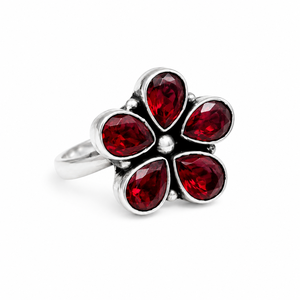 Bague de fiançailles bohème en argent oxydé avec pierre rouge pour femme, vente en gros, fournisseur direct d'usine, stock disponible - Product Image 1