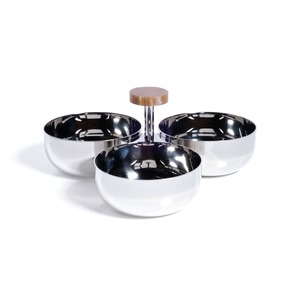 Bol à condiments moderne en métal à 3 compartiments avec anse centrale, idéal pour la décoration de maison de luxe, les bars d'hôtel et les collations - Product Image 6