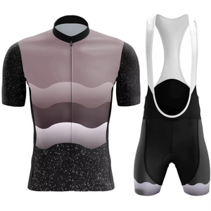 Ensemble maillot et short de cyclisme unisexe, dégradé noir et violet, manches courtes, tenue de vélo pour équipe - Product Image 6
