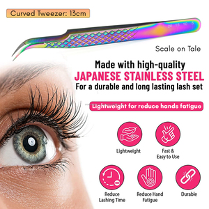 New Design eyelash extension tweezers fiber tip curved Fiber tip lash Tweezers stainless steel Curved Isolation Volume Tweezer - Product Image 4