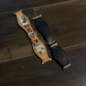 Correas de reloj de cuero de vaca genuino con herramientas florales compatibilidad con acentos de pelo para un estilo occidental audaz - Product Image 6