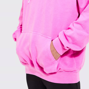 Sudadera con Capucha Extra Grande para Hombre, Color Rosa Sólido, Felpa de Algodón, Estilo Casual para Otoño, con Bolsillo Delantero, Corte Regular - Product Image 5