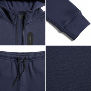 Mens Slim Fit Tracksuit <b>Zip</b> Hoodie Jogger Set Cotton Sportswear Custom Tracksuit Manufacturer - Product Image 5