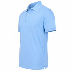 Camiseta Polo Azul Cielo Personalizada para Hombre, 100% Algodón Pique, Manga Corta, Camiseta Polo de Golf, OEM, ODM, Marca Privada - Product Image 2