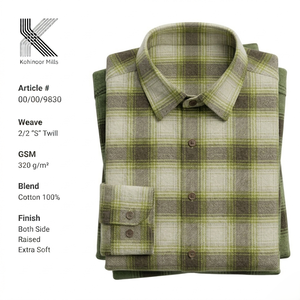 เสื้อเชิ้ตผ้าสักหลาดสำหรับผู้ชาย320GSM ผ้าฝ้ายหนาลายสก๊อต2/2 S ผ้าทอลายทแยง100% - Product Image 2