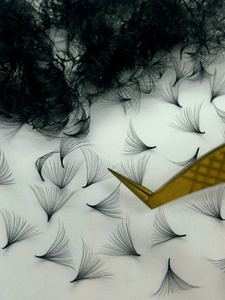 Extensions de cils en éventail préfabriqués volume noir mat, base pointue, 20D 0.03/0.07/0.1mm, éventails lâches pour extensions de cils - Product Image 4