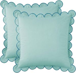 100% Cotton Woven Scallop Cushion <b>Cover</b> | Scallop Edge Decorative <b>Throw</b> Pillow <b>Cover</b> | Boho Cotton Pillow Case - Product Image 4