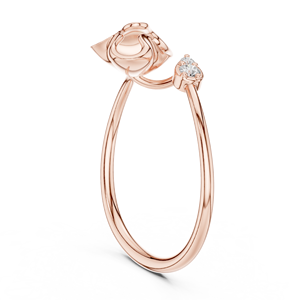 Anillo Minimalista con Motivo de Capullo Floral en Oro Amarillo Sólido de 14k con Diamantes Cultivados en Laboratorio de Corte Redondo, Anillo de Boda Clásico, Regalo para Ella - Product Image 6