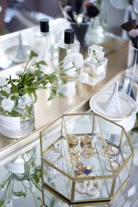 Hexagon Glass Jewelry <b>Box</b> With Gold Frame And Lid Modern Storage Container For Jewellery - Product Image 5