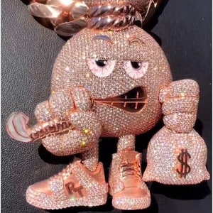 Colgante de Diamante Cultivado en Laboratorio con Certificación IGI, Diseño 3D de Dibujos Animados, Personalizado para Hombre, Estilo Hip Hop, Plata 925, Cadena de Oro VVS, Joyería Fina - Product Image 1