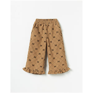 Pantalon décontracté style coréen OZKIZ avec ruban pour filles de 2 à 6 ans, printemps/automne, vente en gros, mode enfant, tissu velours côtelé, motif nœuds - Product Image 1