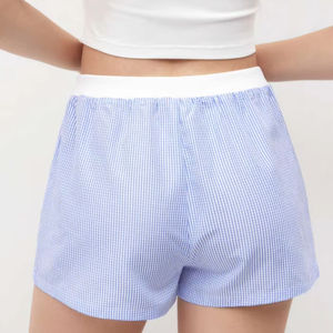 Venta al por mayor de pantalones cortos de las mujeres de doble capa de cintura pantalones cortos de las mujeres de contraste de color de rayas pantalones cortos con logotipo personalizado para las mujeres - Product Image 4