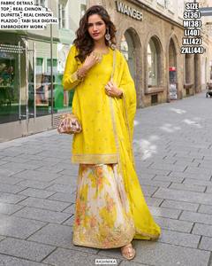 Conjunto Sharara Tradicional Scarlet Grace, Largo Hasta el Suelo, de Secado Rápido, para Bodas y Fiestas, Todas las Temporadas - Product Image 2