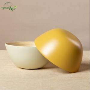 Bol en bambou pressé coloré moderne avec intérieur naturel, écologique et jetable pour la rentrée scolaire - Product Image 1