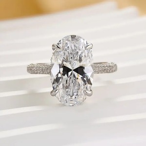 Bague de fiançailles classique en moissanite ovale 925, bague de voyage en argent sterling plaqué or blanc, bague en moissanite à vendre pour l'exportation - Product Image 1