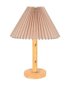 Wooden Round Pleated Tabletop Lamp <b>Scandinavian</b> Bedside <b>Desk</b> Light Warm Glow Home Decor - Product Image 3
