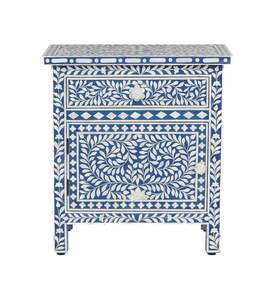 Cajonera de almacenamiento hecha a mano con incrustaciones de hueso y patrón floral, mueble de madera para dormitorio, mesita de noche o sala de estar - Product Image 5