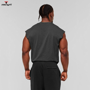 Débardeur de sport côtelé pour homme, 100 % polyester, respirant, anti-boulochage, séchage rapide, uni, personnalisable avec logo, idéal pour l'entraînement et le quotidien - Product Image 6