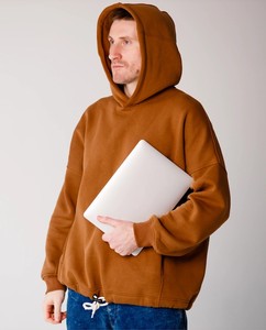 Sweat-shirt à capuche surdimensionné pour homme, couleur unie, coton, molleton français, sweat-shirt décontracté avec poche, personnalisation, vêtements d'hiver et d'automne - Product Image 3