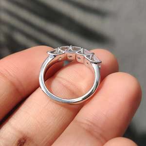 925 Sterling <b>Silver</b> <b>Emerald</b> Cut Moissanite Eternity Band | VVS Wedding <b>Ring</b> for Women - Product Image 2