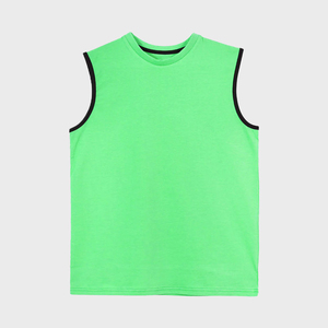 Débardeur tricoté sans manches pour homme, couleur unie, col rond, style décontracté, avec bordure orange et noire, tendance 2026, idéal pour la course à pied - Product Image 2