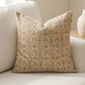 Yellow Leaf Pattern <b>Throw</b> Pillow Cover Removable 22x22 Durable Cotton Printed <b>Chair</b> Pillowslip Made in India - Product Image 5