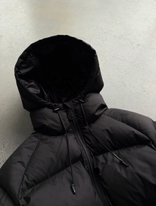 Veste matelassée noire à carreaux Ripstop de haute qualité pour hommes, manteau d'hiver à capuche épais, double fermeture éclair, vente en gros, fabricant OEM - Product Image 4