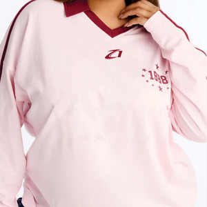Maillot de football américain rose à manches longues et col pour femme, style décontracté, léger et respirant, idéal pour le golf, style Y2K, OEM Luxe - Product Image 6