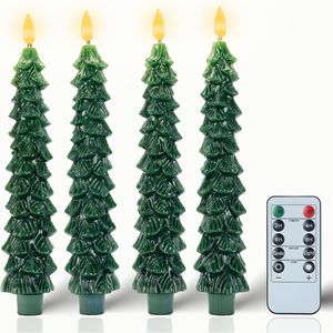 4 bougies LED sans flamme pour arbre de Noël d'intérieur avec télécommande et minuterie, fonctionnant sur piles, bougies coniques de Noël - Product Image 1
