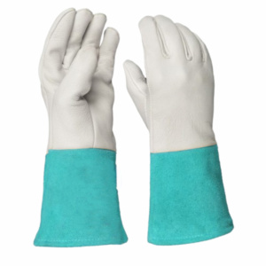Gants de sécurité haute performance et robustes en cuir de chèvre et croûte de vache, résistants aux flammes pour soudage TIG, avec coutures renforcées - Product Image 4