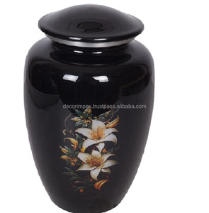 <b>Black</b> Finish Handmade White Glossy Urn <b>Top</b> Selling High Quality Cremation Urn Classic <b>Funeral</b> Supplies <b>For</b> Adult Ashes Finished - Product Image 1
