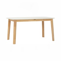 Mesa de Centro Cuadrada Resistente con Patas de Madera de Caucho Sólido y Tablero de MDF Lacado en Blanco, Diseño KD, Disponible en Stock, para Restaurante