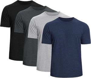 T-shirts décontractés pour hommes, coupe ajustée, design basique uni à col rond, en plusieurs couleurs, tissu tricoté doux, pack combiné - Product Image 3