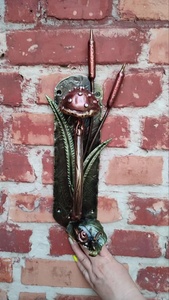 Portail en fer forgé artisanal Iron Nature, motif champignon et plume de daim, assemblage facile, finition peinte, style asiatique - Product Image 3
