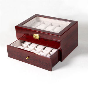 Wooden <b>Watch</b> Box with Glass Top 12 Slots Organizer Display <b>Case</b> Anti Dust Storage for Jewelry Collection - Product Image 3
