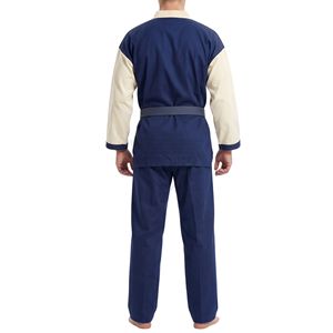 Traje de Karate Bicolor Azul Marino y Crema, Chaqueta con Bloques de Color, Pantalones a Juego, Uniformes de Karate Tradicionales Transpirables - Product Image 2
