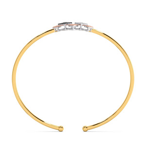 Yellow Gold Black and <b>White</b> Lab Grown Diamond Geometric Open Cuff Bangle - Product Image 6