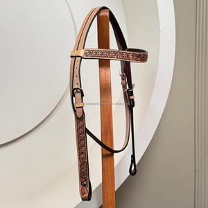High Quality Handmade Western <b>Leather</b> Horse Headstall Hand <b>Tooled</b> Bridle for Rodeo Ranch Cowboy Tack Equestrian Riding Gear - Product Image 4