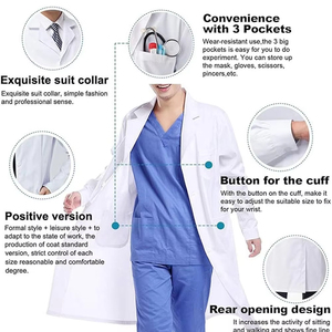 Blouses de laboratoire pour hommes, uniformes médicaux d'hôpital, blouses résistantes aux acides, uniformes d'école, blouses de travail pour hommes, uniformes élégants - Product Image 4