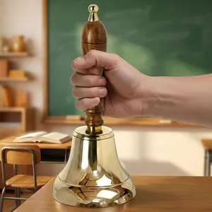 Handcrafted Brass Hand <b>Bell</b> with Wooden Handle Vintage Traditional Decorative <b>Bell</b> for Home Office School Hotel Reception & Gift - Product Image 5